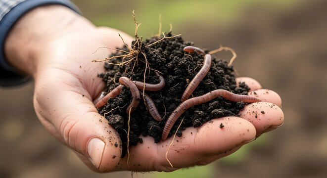 Worms in fertile soil healthy ecosystem exploration