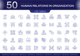 Human Relations in Organization stroke icon. Human Relations in Organization line icon set. editable stroke icon pack. Line, Thin, Linear Style Icon Bundle. Fully Customizable, Communication, Trust