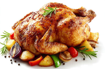 roasted chicken with vegetables,transparent background, 