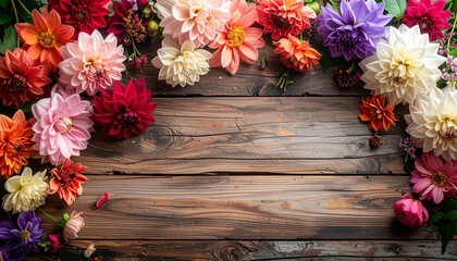 Flowers on wooden background