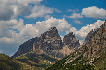 Obraz premium nature sceneries from the Pordoi Pass, Dolomites, Italy