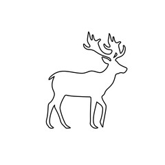 A large black outline deer symbol on the center. Illustration on transparent background