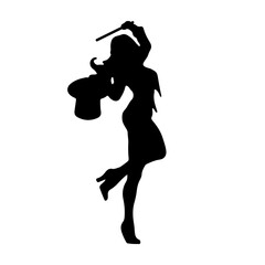 A large enchantress symbol in the center. Isolated black symbol. Illustration on transparent background