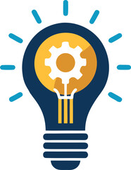 Smart solution concept bulb  Silhouette black  vector white background