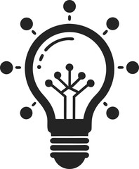 Smart solution concept bulb  Silhouette black  vector white background