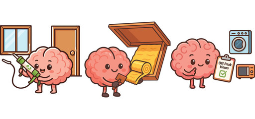 cute brain recycling electronics and reducing waste