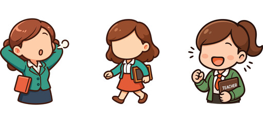 female teacher smiling and greeting students