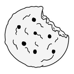 bitten cookie line art illustration