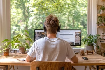 Social media strategist working remotely on ad targeting and copywriting