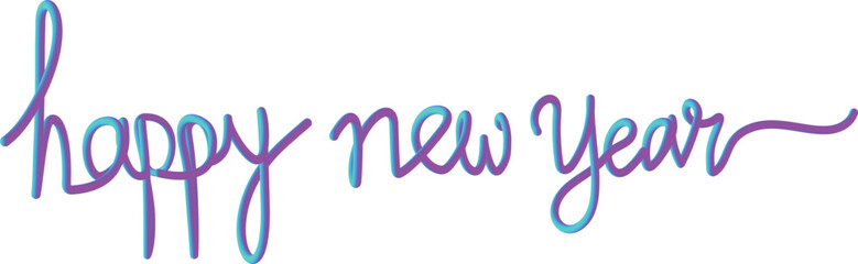 Obraz premium Colorful handwritten happy new year greeting, 3D happy new year