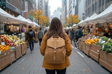 Marketplace trading scene with active buyers and sellers conducting transactions
