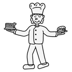 illustration of chef holding cakes