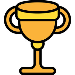 Golden Trophy Cup With Handles And Yellow Rim On Transparent Background Icon Illustration