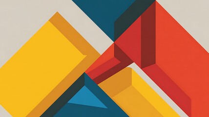 Abstract geometric composition with bold colors and sharp angles