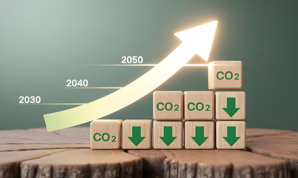 Rising CO2 emissions trend graph showing future environmental challenges and solutions