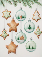 Christmas Cookies and Ornaments Illustration