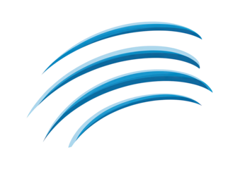 Four curved lines, blue gradient, arranged diagonally up