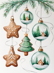 Christmas Cookies and Ornaments Illustration