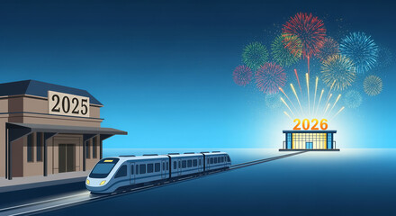 Fast public transportation in the city via railway train at a metro station ensures quick passenger travel