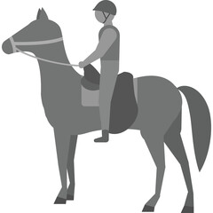 Gray Silhouette Horse and Rider Equestrian Sport and Recreation Activity on Transparent Background Vector Illustration