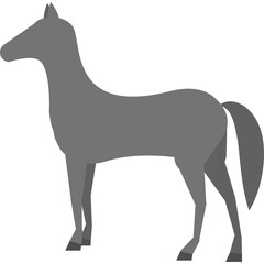Gray Silhouette of a Horse Standing Against a Transparent Background Ideal for Graphic Design and Conceptual Use