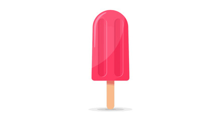 Pink popsicle on a stick isolated on white background simple vector illustration.