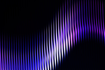 Abstract wavy pattern of vertical ribbed lines with neon glass effect 