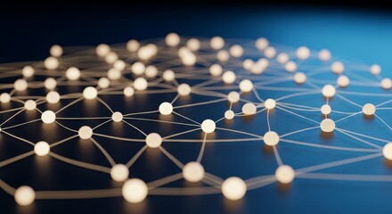 Abstract network connection with glowing nodes and lines.
