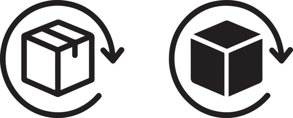 Rotating arrow around box vector icon