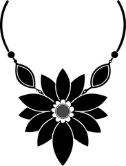  Resin flower necklace Silhouette black  vector white background