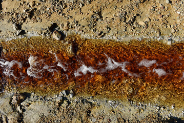 Toxic mine water discharge, acid mine drainage contaminates the environment