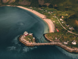 Senja Island in norway in summer aerial view