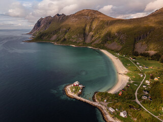 Senja Island in norway in summer aerial view