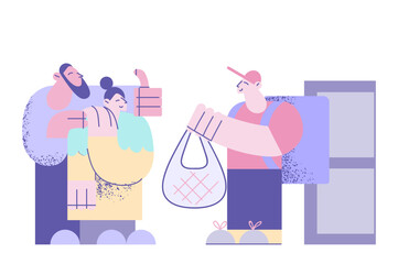 Fresh food delivery for elderly aged people concept