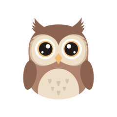 Cute cartoon owl illustration with big eyes.