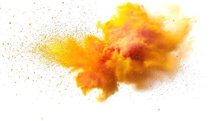 Vibrant explosion of orange and yellow powder creates a dynamic and energetic effect