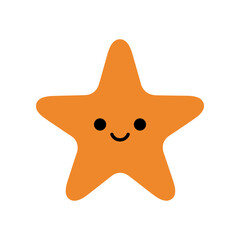 Cute Orange Starfish Character with Happy Face.