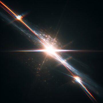 Abstract cosmic background with light flare and glowing star effect