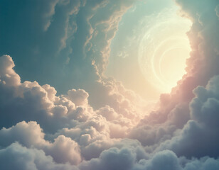 Dramatic, vibrant pink and purple fantasy clouds with soft golden light. Dreamy, magical, and ethereal sky background.