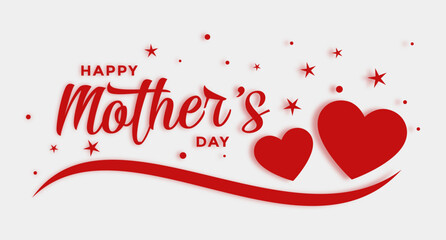 Mother's Day Greeting Card with Red Love Hearts Background