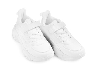 Pair of stylish kid's sneakers isolated on white