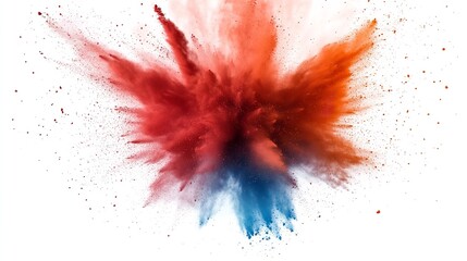 Colorful explosion of powder on white background creating a vibrant and dynamic visual effect