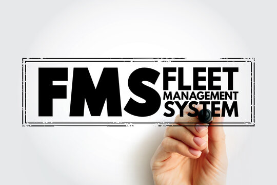 FMS - Fleet Management System acronym, business stamp concept background