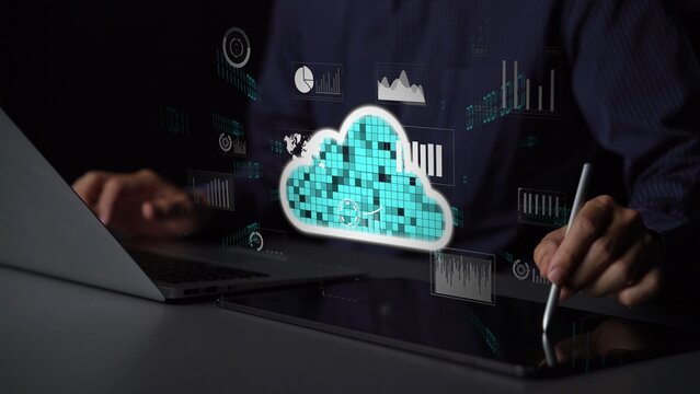 Cloud computing, cloud strategy, and cloud technology transforming digital infrastructure with scalable services, secure data storage, and cloud-based digital business solutions. Thunk