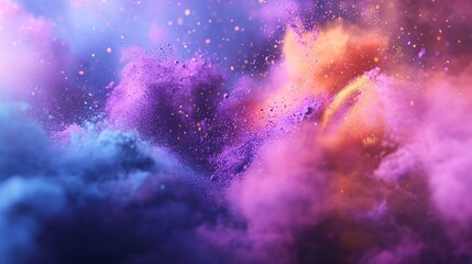 Abstract colorful nebula clouds of cosmic dust and gas, a vibrant and dynamic interstellar space scene