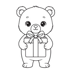 teddy bear with gift box Christmas coloring pages coloring book 