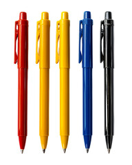 Collection of colorful pens for writing on transparent background