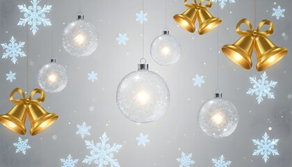 Colorful Christmas decorations with snowflakes and bells create a festive atmosphere for winter celebrations and holiday cheer Generative AI