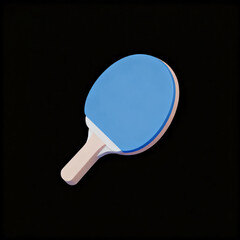 Blue table tennis paddle on black background