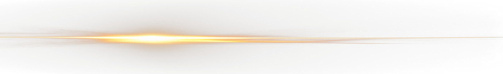 Golden horizontal lens flare on transparent background 